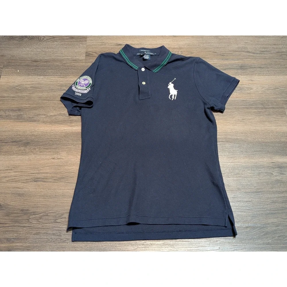 Ralph Lauren Wimbledon 2009 The Skinny Polo Shirt Navy Large Big Pony‎ Sport